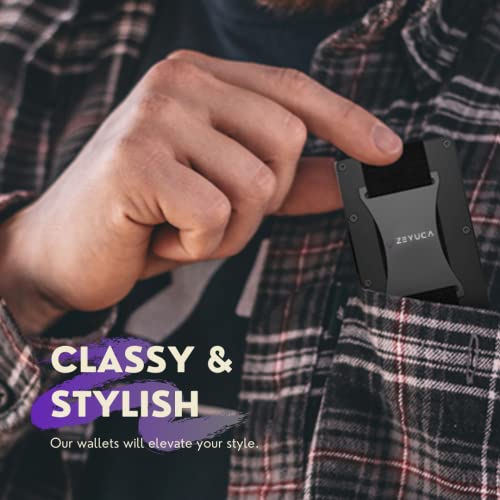 Zeyuca Slim Rfid Carbon Fiber Wallet For Men – Minimalist Credit Card Holder Wallet For Men With Aluminum Cash Strap #TOP3