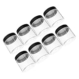 BIUDECO 8 piezas Tarros Plásticos Pequeños Transparentes Herméticos con Tapa Negra Recipientes de Cocina Reutilizables para Azúcar Especias y Almacenamiento Seguro