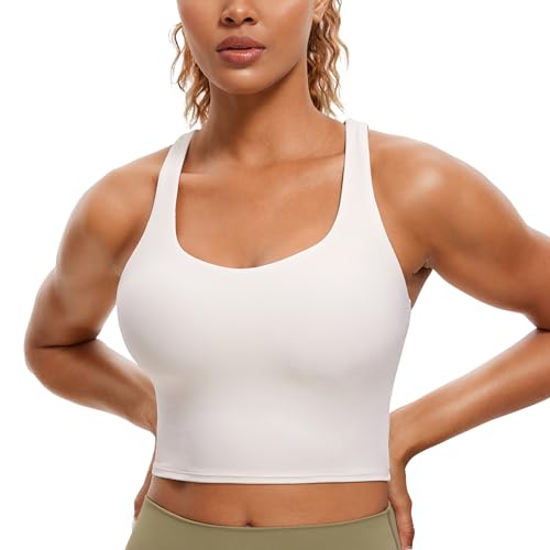 Image of CRZ YOGA Womens Butterluxe Strappy Longline Sports Bra - Padded Criss Cross Yoga Workout Crop Tank Tops