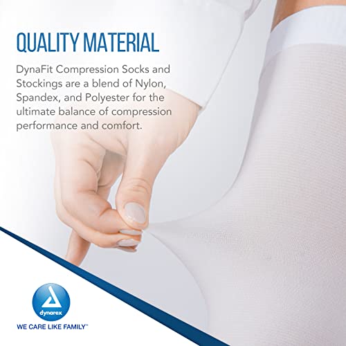 Image of Dynarex DynaFit Compression Stockings Knee High, 15-20 mmHg, Help Prevent Blood Clots, Relieve Pain & Varicose Veins, White, Large, 12 Pairs of Dynarex DynaFit Compression Stockings