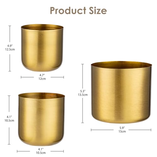 Briful Gold Metal Vases 3 Packs Decorative Accent Planter Pots For Herbs Flowers thumb #1