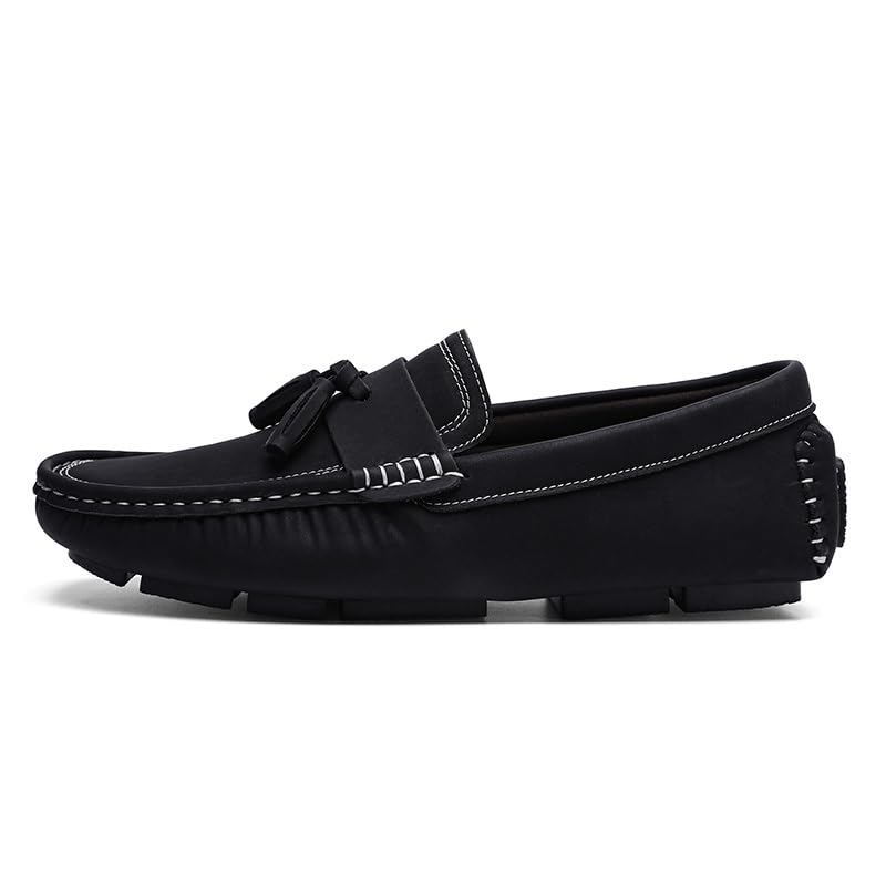 Men's Loafers Shoes Square Toe PU Leather Driving Penny Loafers with Tassel Flat Heel Anti-Slip Flexible Fashion Wedding Slip On2