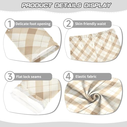 KLL Check Pattern Beige Whitoddler Girls' Cotton Leggings Fashion Full Length Sweatpants Exercise3