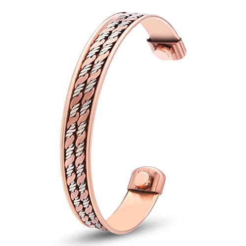Coppervast Copper Bracelets- For Men And Women| Set Of 3 With Gift Bag |Handmade 100% Copper (Inlay) #TOP5