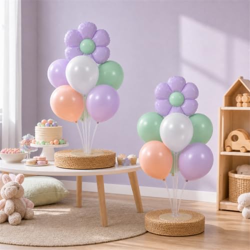 Image of Balloon Stand Kit - Balloon Stands with Base, Balloon Sticks, Decorations for Party Birthday Wedding Baby Shower Gender Reveal Graduation (7 Balloons Stand-4 Set)