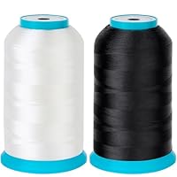 New brothread 2er Set (Schwarz+Weiß) 5000M (5500Y) Stickerei Spulen Gewinde Polyester Maschinen Stickgarn Unterfaden für Stickmaschine und Nähmaschine