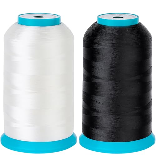 New brothread Set of 2 (Black+White) Huge Spool 5000M (5500Y) Bobbin Thread for Embroidery and Sewing Machines