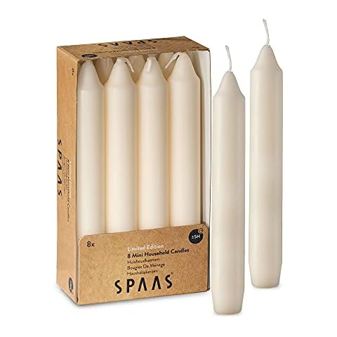 SPAAS Straight Candle Sticks - Pack of 8 6" Long Ivory Candles Cover