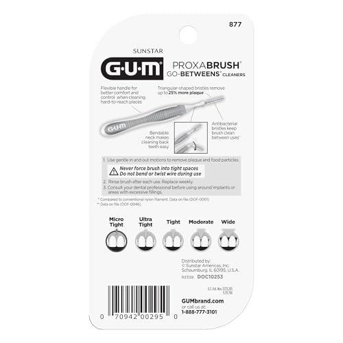 GUM Proxabrush Go-Betweens - Micro Tight- Interdental Brushes - Soft Bristled Dental Picks for Plaque Removal Health - Safe for Braces & Dental Devices, 10 Count (Pack of 4) 40 Total - Image 8