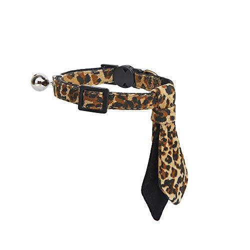 YUDOTE Collier pour chat avec nu009cud en nylon résistant et tissu de flocage de qualité supérieure avec motif léopard marron, réglable 19-28 cm, lot unique