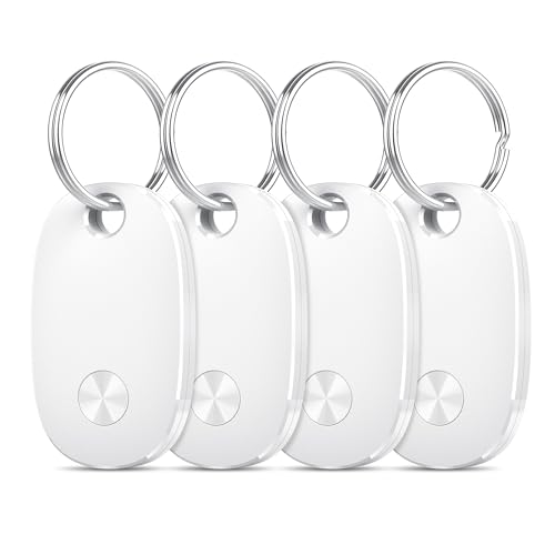 Smart Air Tracker Tag 4er Pack, Schlüsselfinder KeyFinder Kompatibel mit Apple Wo ist? APP (iOS NUR), Bluetooth Key Finder für Gepäck/Taschen/Koffer, Austauschbarer Akku [weTag Pro]