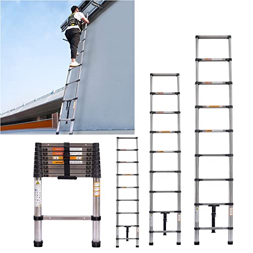 Escalera Telescópica Multiusos 2,6m, Acero Inoxidable, Capacidad 150kg