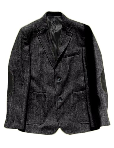 ONAXTDA Mens Striped Blazer Jacket with Elbow Patch Single Breasted Notch Lapel Sport Coat for Business Wedding