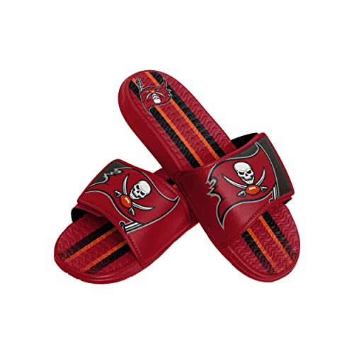 FOCO Mens Nfl Team Logo Athletic Sport Shower Flip Flop Gel Slides Sandals, Team Stripe, 11-12 US