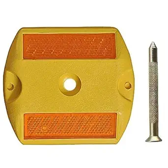 Smart Stone Plastic Reflective Road Studs; Safety Yellow Base with Yellow Reflector WITH NAIL