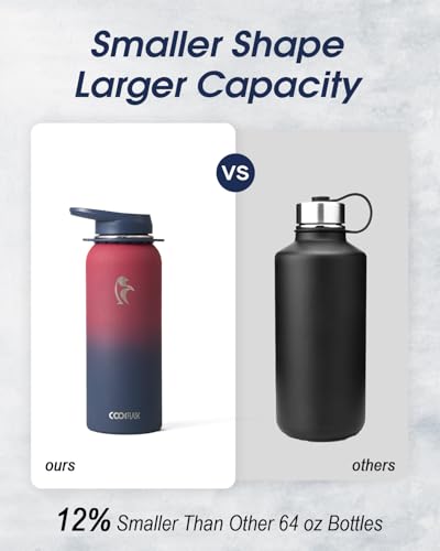 Image of Coolflask 40 oz Water Bottle Insulated Stainless Steel with Strap