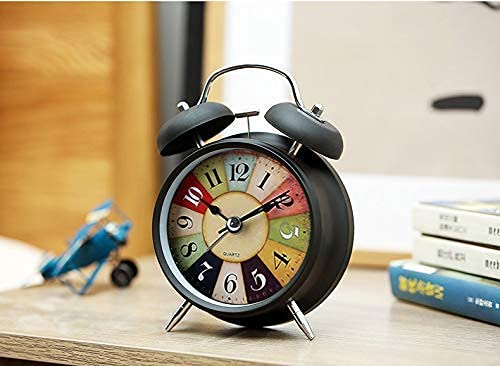 Vunexo / Alarm Clock Twin Bell Retro Black Metal 5.2 X 4.2 X 2.1 In Extra Loud Quartz Battery Operated With Backlight For Bedside Table Vintage Silent Non-Ticking Old Fashioned Decorative Desk Clocks #TOP1