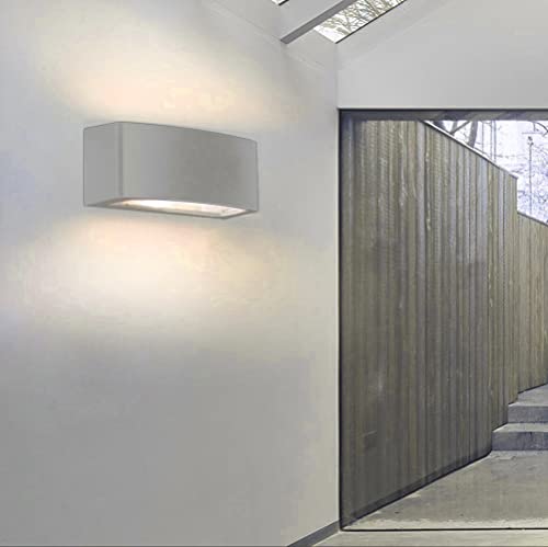Partenopea® Applique lampada da muro parete in alluminio e vetro per esterno casa locali terrazza IP65 con attacco per lampadine E27 (Luce calda 3000K, Grigia)