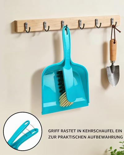 MR.SIGA Kehrschaufel- und Handfeger-Set, 2er-Set, Blau&Grau