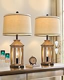G-SAFAVA 23.75' Farmhouse Dual USB Charging Ports 3-Way Dimmable Touch Control Table Lamp with Nightlight Vintage Modern Lamps for Living Room Bedroom