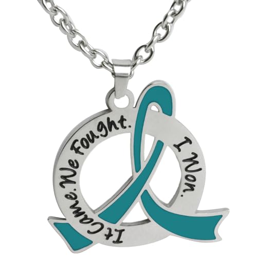 Fight Like a Girl It Came. We Fought. I Won. Awareness Ribbon Survivor Necklace (Stainless Steel)