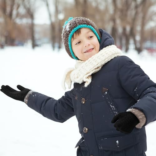 ONESING Kids Knit Gloves - Stretchy Gloves for Boys Girls Winter, Solid Finger Gloves for Children4