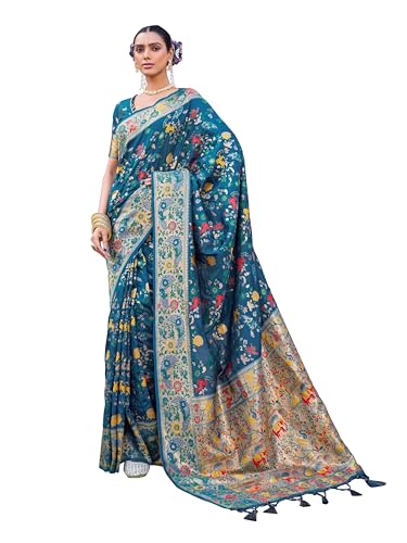 Image of SWORNOF Women's Kanjivaram Soft Silk Banarasi Sarees With Unstiched Blouse Piece