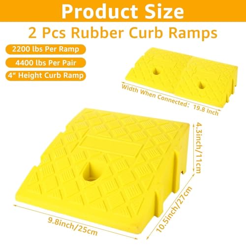 Rampas de umbral portátiles 2-pack para bordillos 4 pulg miniatura 2