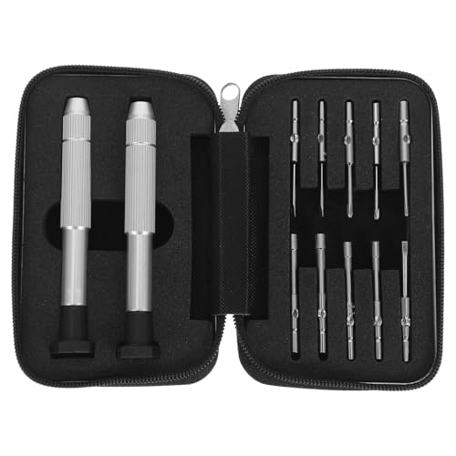 Kit de destornilladores de precisión Operitacx con estuche de hierro plateado
