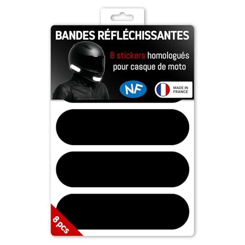 Wraplab - Kit 8 Stickers Bandes Réfléchissantes pour Casque Moto - Homologués France - Haute Visibilité Nuit - Made in France