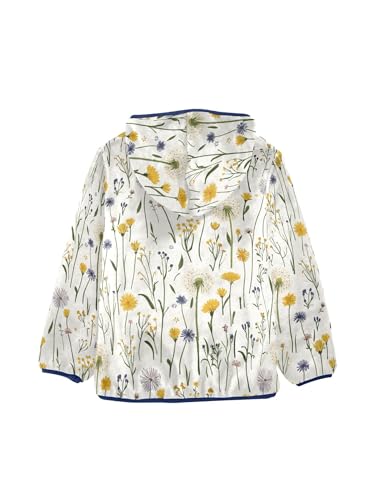 Farm Dandelion Floral Girls Fleece Jacket Girls Fall Jacket Boys Coats Zip Up Hoodie Children Outerwear 2-10T2