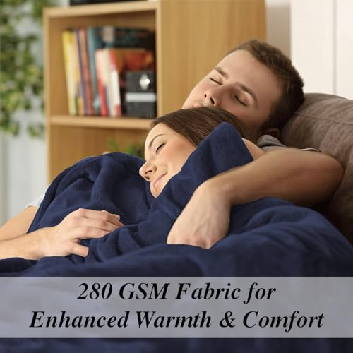 Image of Cloth Fusion Nimbus 280 GSM Fleece Blanket, Navy, Double 86x88 inches | Double-Brushed Both Sides, Anti-Pilling Weave, Colour-Lock Dye, Reinforced Stitching, Machine Washable