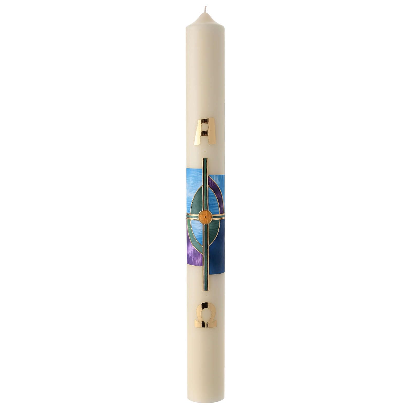 Easter Candle with Green Cross and Golden Nails 80x8 cm
