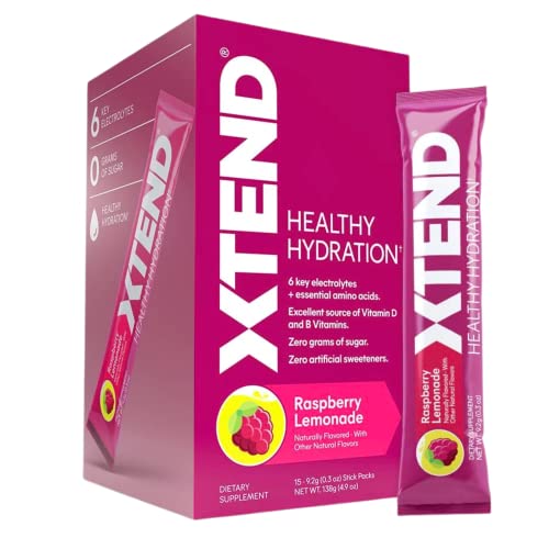 Xtend Healthy Hydration | Superior Hydration Powder Packets | Electrolyte Drink Mix | 3 Essential Amino Acids | Nsf Certified For Sport | 15 Sticks, Raspberry Lemonade #TOP6