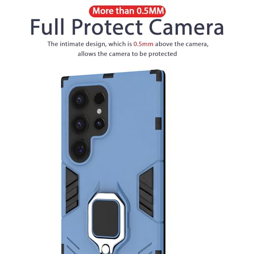 Image of Pikkme Back Cover for Samsung Galaxy S25 Ultra 5G | D5 Tough Armor | 360 Protection Case | Ring Holder Stand Bumper Case (Blue)