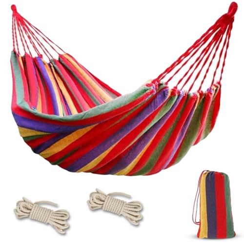 Aran co Ultra-Light Travel Camping Hammock with Tree Straps for Hanging - Durable Folding Hammock Up to 3.19lbs, Portable Hammock Camping for Indoor and Outdoor - Double/Red