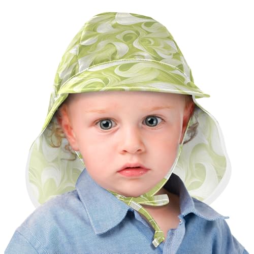 Leaf Wave Pattern Green Toddler Baby Beach Hats Boys Summer Hats Toddler Girl UPF 50 Wide Brim Traveling Swim2
