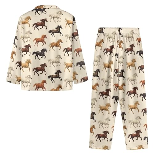 Womens Pajamas Set Button Down 2 Piece Pjs Long Sleeve Sleepwear with Pockets Comfortable Lounge Sets XS-4XL3