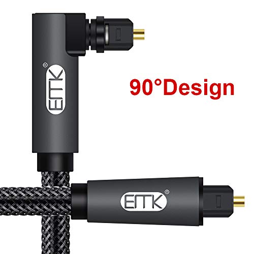Cavo Ottico Audio Digitale 90 Gradi Nylon Intrecciato Cavo Ottico Fibra Toslink per LG,Samsung,Sony,Home Theater,Sound Bar,PS4,Xbox ecc. Nero/3M