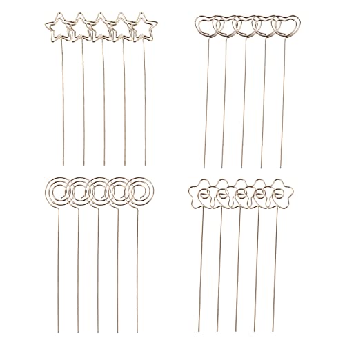 Pince Coeur en Métal,Memo Metal Argenté,Pince Photo Tige Porte Photo en Métal pour Mariage/Fête/Décoration de Gâteau