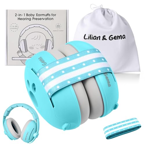 2 en 1 Casque Anti Bruit Bébé, Casque Bebe Anti Bruit, Confortable et Réglable, Protection Auditive pour les...
