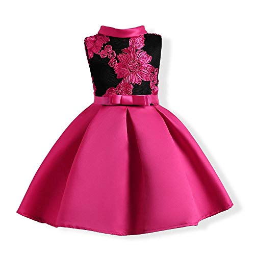 Vestido vintage de niña para evento en tul rosa fuerte