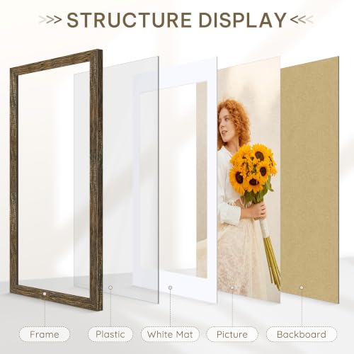 Image of Picrit 24x36 Rustic Brown Poster Frame, Picture Frame for Wall, 3 Pack