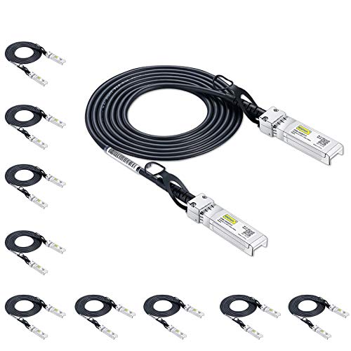 10Gtek SFP+ DAC Twinax Cable - 10GBASE-CU Passive Direct Attach Copper SFP Cable for Cisco SFP-H10GB-CU2M, Ubiquiti UniFi UC-DAC-SFP+, Meraki, Fortinet, D-Link, 2-Meter(6.6ft), 10-Pack