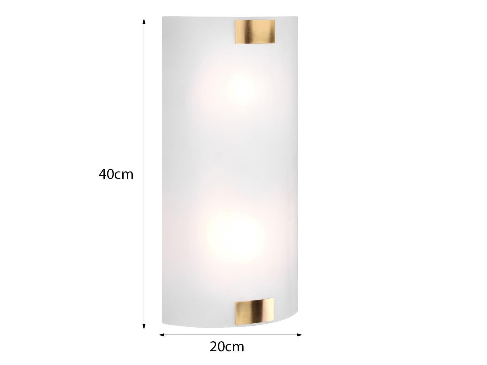 Große Wandleuchte mit Glasschirm Weiß, Halterungen Messing, Höhe 40cm