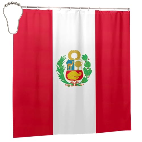 Rideau de douche Pérou en polyester imprimé 183x183 cm avec 12 œillets