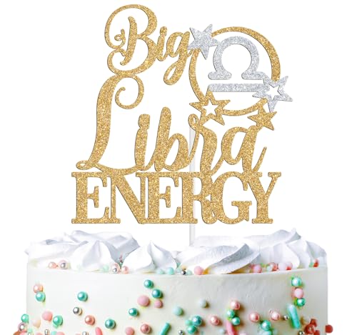 Big Libra Energy Cake Topper, Happy Birthday Cake Decor in