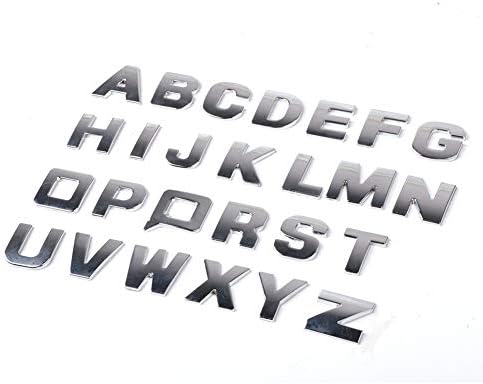 RUNMIND 26pcs 3D Chrome Car Letters Emblem Sticker, DIY Alphabet Letter Number Symbol Badge Decal, Metallic Silver Letters Decal for Auto Truck RV (A to Z)