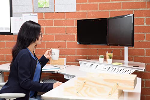 Image of VERSADESK 60 inch x 60 inch Electric L-Shaped Corner Standing Desk, Commercial Grade Height Adjustable Sit Stand Workstation, Ergonomic Computer Desk for Home Office, Black Frame, Black Surface