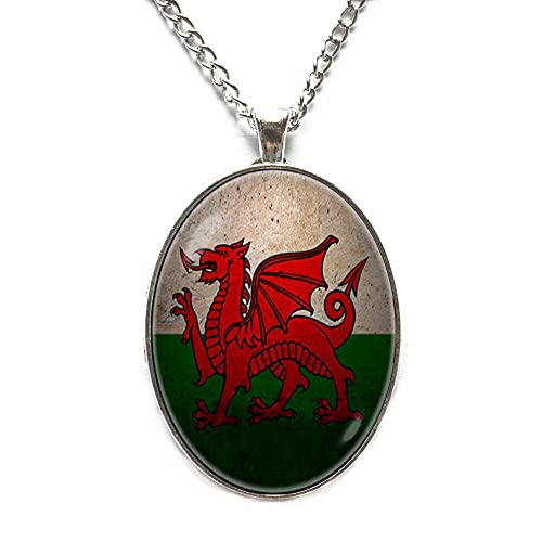Collier dragon gallois rouge JV86 pendentif drapeau pays de galles bijoux